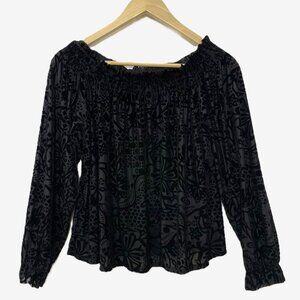 Free People Burnout Velvet Off Shoulder Top Size S